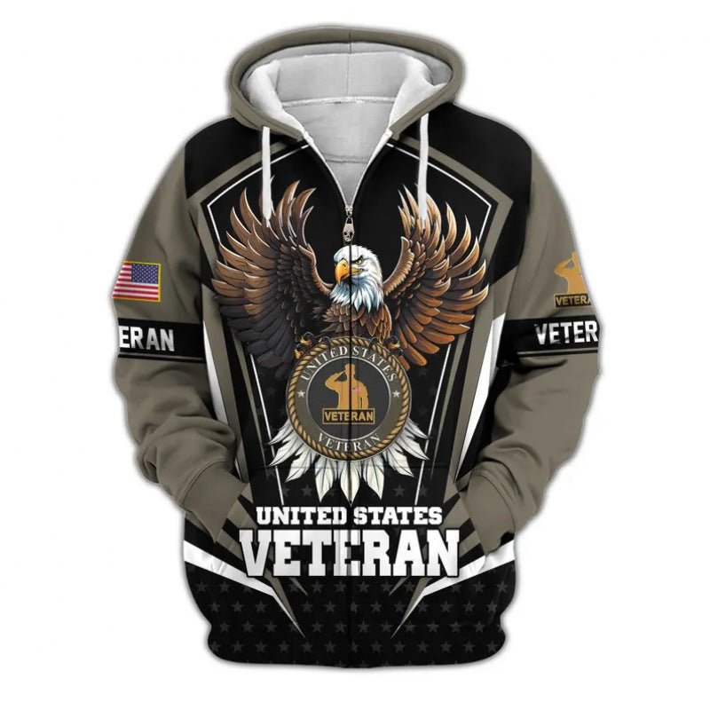 Herren Kapuzensweater mit amerikanischem Veteranenmotiv Nord Taschen