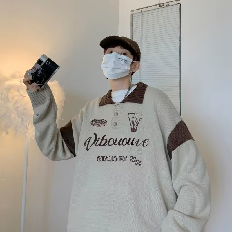 Herren Lässiger Strickpullover mit Polo-Kragen Nord Taschen