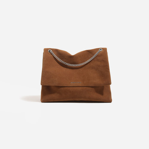 Damen Clutch-Tasche aus glänzendem Kunstleder mit dekorativem Kettenriemen Nord Taschen