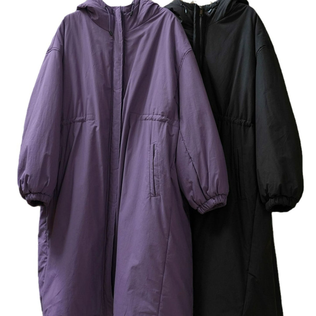 Damen Übergroßer wattierter Longparka mit Tunnelzug und Stehkragen Nord Taschen