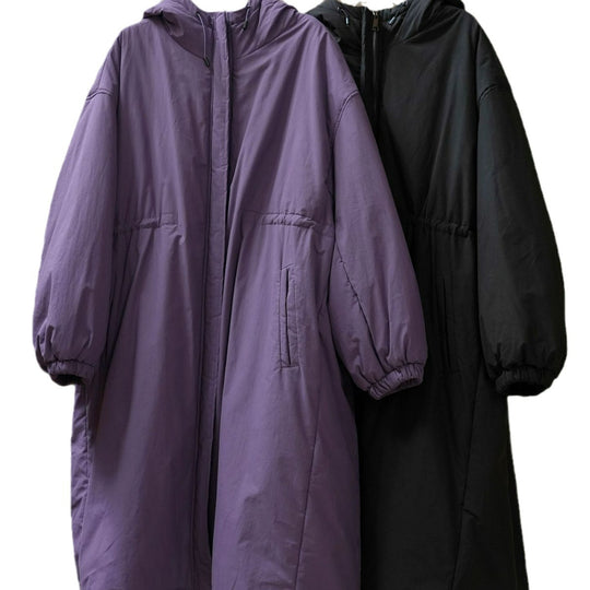 Damen Übergroßer wattierter Longparka mit Tunnelzug und Stehkragen Nord Taschen