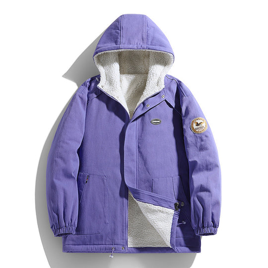 Herren wattierter Canvas‑Parka mit Sherpa‑Fleece‑Futter und Kapuze Nord Taschen
