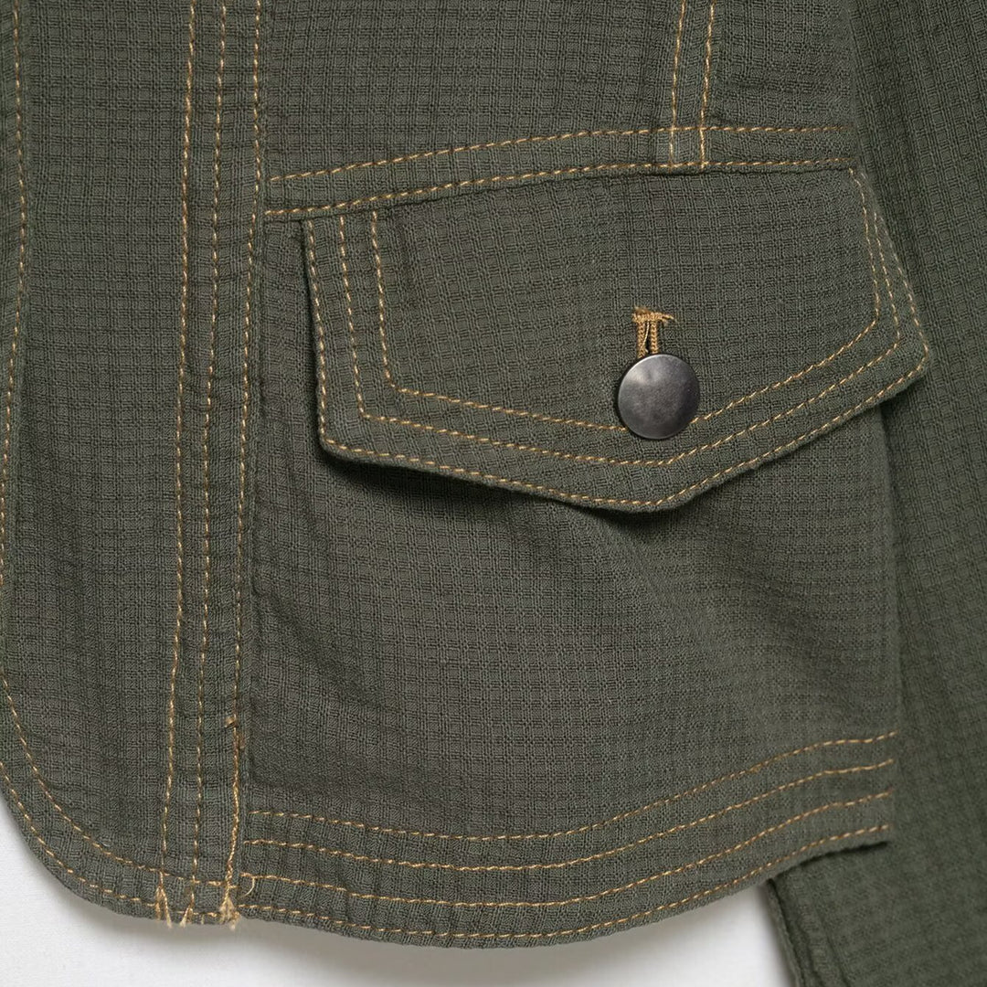 Damen Kurzjacke im Military-Stil mit Stehkragen und Schulterklappen Nord Taschen