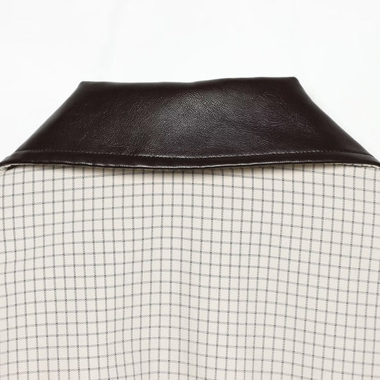 Damen Cropped Blousonjacke im Boxy‑Schnitt mit feinem Karomuster und Kontrast-Kunstlederkragen Nord Taschen