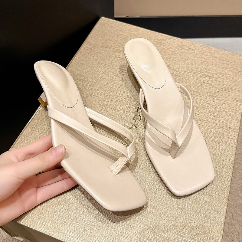 Damen Minimalistische Zehentrenner-Sandalen mit elegantem Absatz