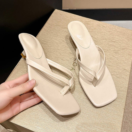 Damen Minimalistische Zehentrenner-Sandalen mit elegantem Absatz