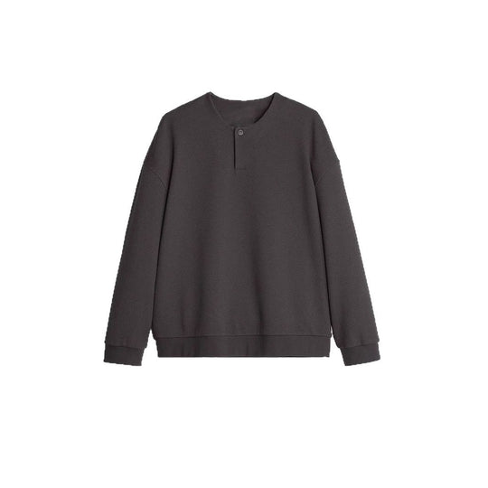 Herren Strukturierter Oversize-Strickpullover mit Henley-Knopfleiste Nord Taschen