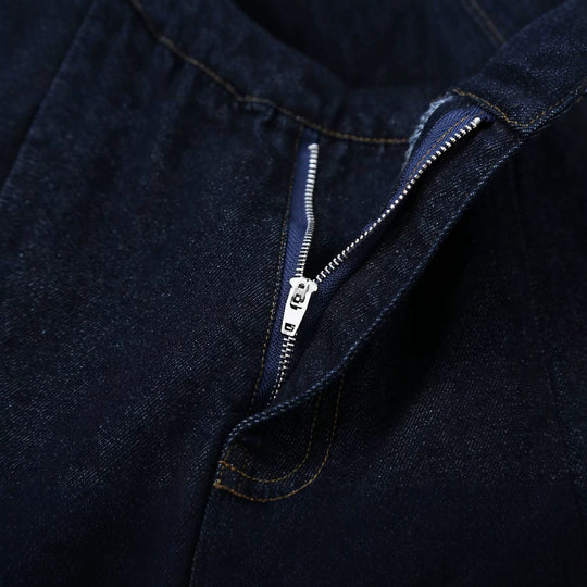 Damen Hochtaillierte weite Denim-Hose mit Bundfalten und zentraler Bügelfalte Nord Taschen