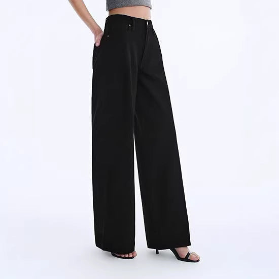 Damen Weite High-Waist-Hose mit fließendem Beinschnitt Nord Taschen