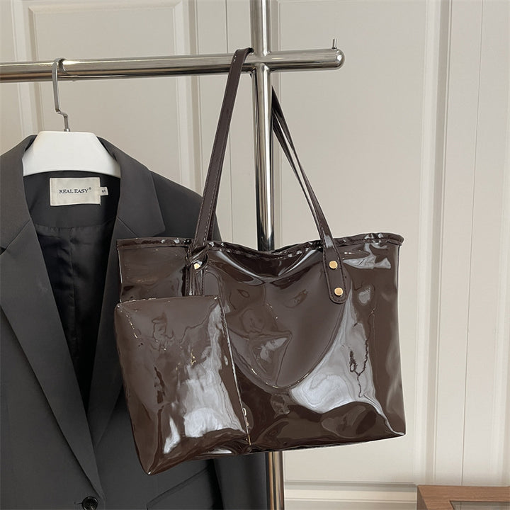 Damen elegante Lackleder-Tote mit abnehmbarem Innenfach Nord Taschen