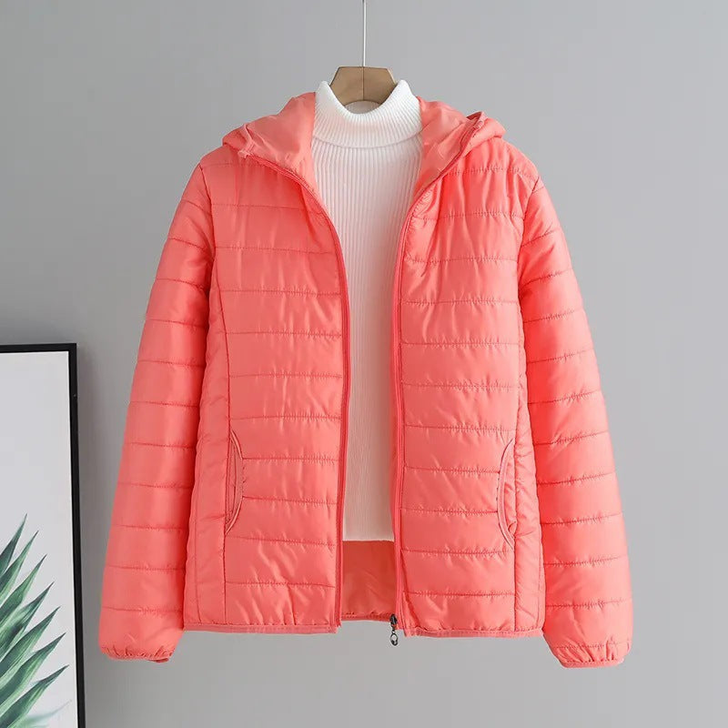 Damen gesteppte Übergangsjacke mit praktischen Taschen und Kapuze