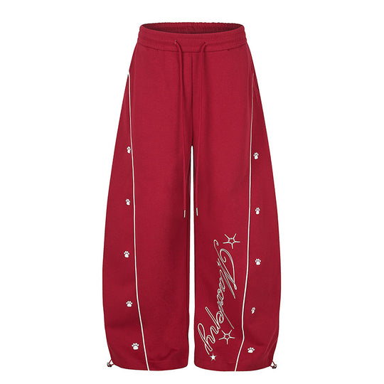 Damen Lockerfallende Palazzo‑Sweathose im Athleisure‑Look mit Tunnelzugbund und Script‑Print Nord Taschen