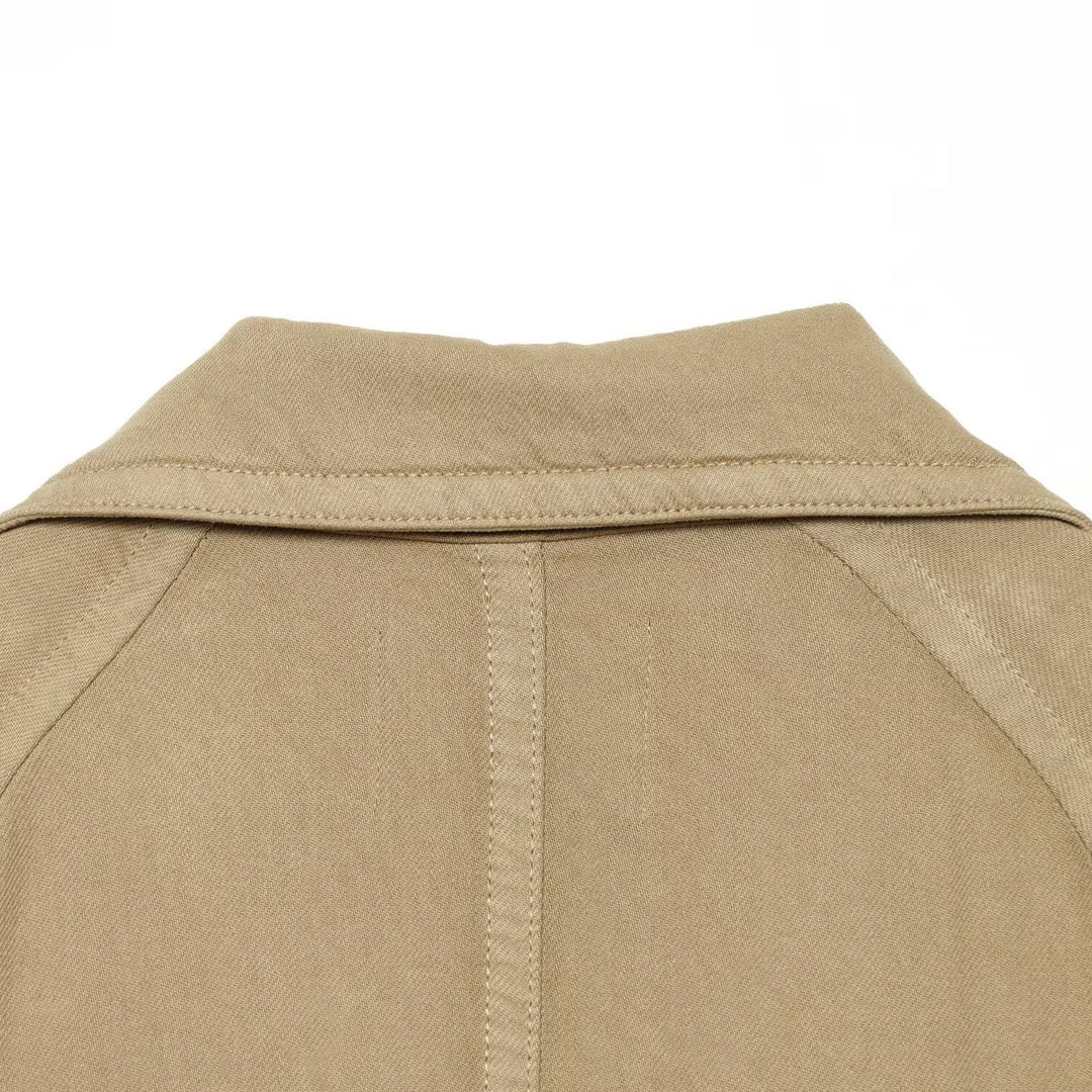 Damen Cropped Trench-Capejacke mit doppelreihiger Knopfleiste, Schulterpatten und Bindegürtel Nord Taschen