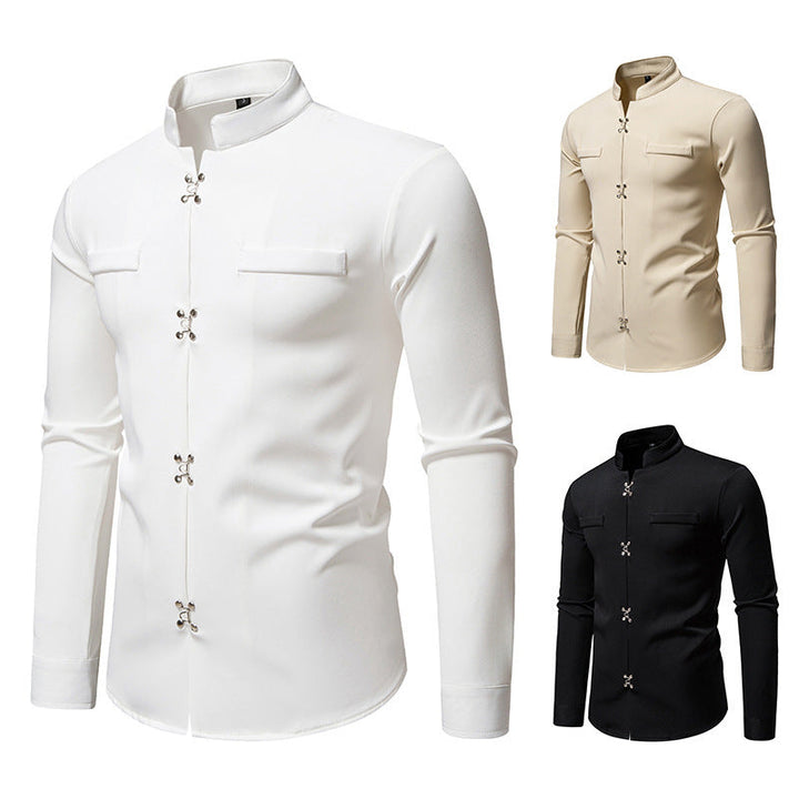 Herren Hemd mit asiatischem Knopfdesign Nord Taschen