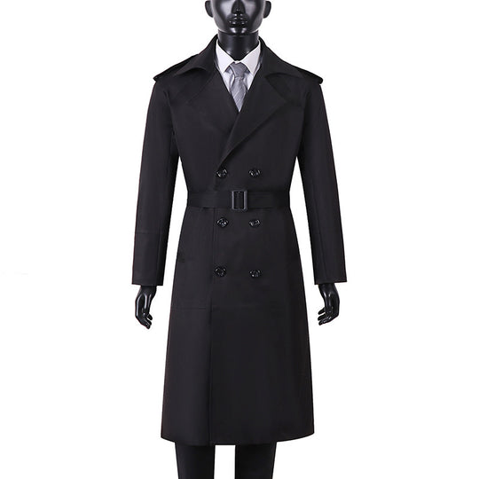 Herren Doppelreihiger Trenchcoat mit Taillengürtel und Schulterlaschen Nord Taschen