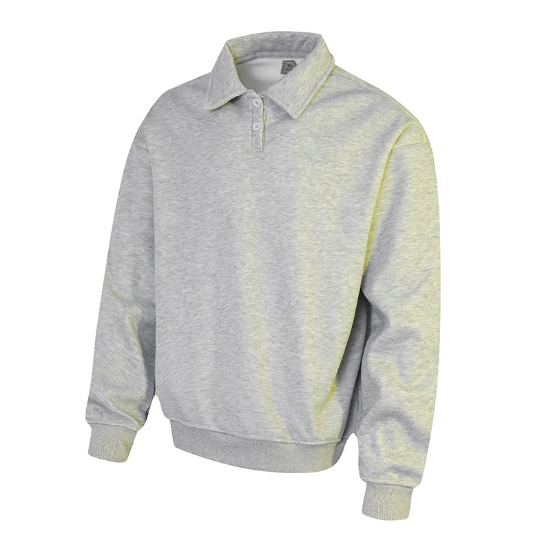 Herren Polo‑Sweatshirt im Oversize‑Relaxed‑Fit mit Rippbündchen und Knopfleiste Nord Taschen