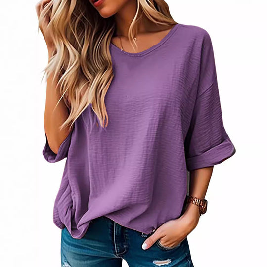 Damen lässiges Oversized T-Shirt mit modischem Strukturdesign