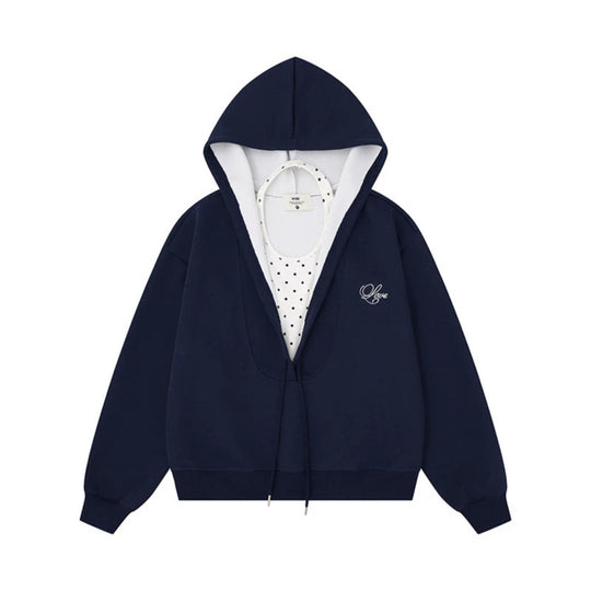 Damen Lagen-Kapuzenjacke mit integriertem Tupfen-Innenlayer und Tunnelzug Nord Taschen