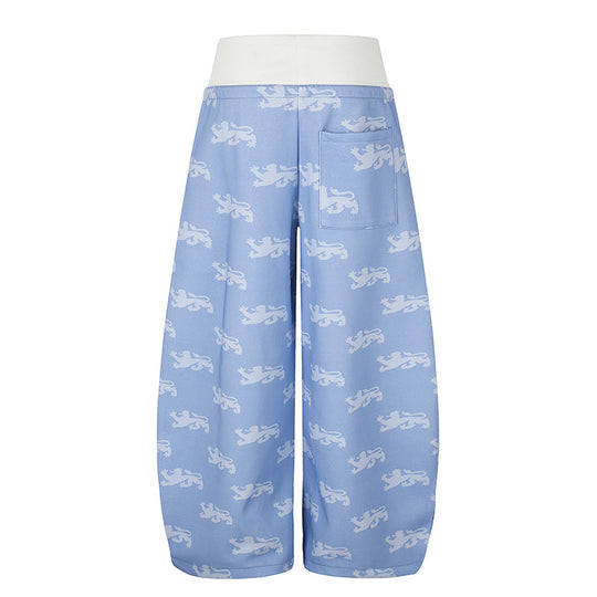Damen Weite Culotte‑Palazzohose aus Sweat mit hohem Rippbund, Tunnelzug und heraldischem Wappenprint Nord Taschen