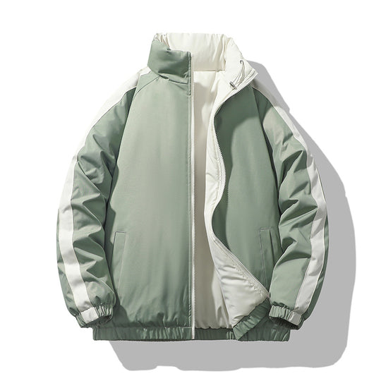 Herren Kurz geschnittene Thermo-Pufferjacke mit hohem, verstellbarem Stehkragen und kontrastierter Innenfütterung Nord Taschen