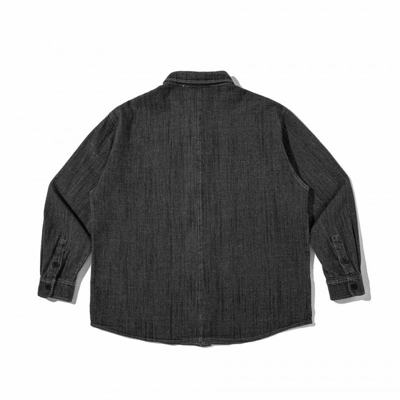Unisex Kastenförmiges Denim-Overshirt im Worker-Look mit aufgesetzten Taschen und gerundetem Saum Nord Taschen