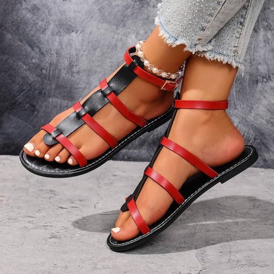 Damen Flauschige Riemchen-Sandalen mit komfortablem Fußbett und ergonomischem Design