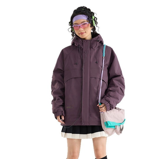 Damen Wasserfeste atmungsaktive Kapuzenjacke im technischen Oversize-Schnitt Nord Taschen