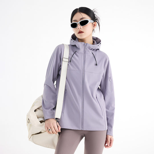 Damen Atmungsaktive Softshell-Regenjacke mit Kapuze, winddicht und minimalistischer Tech-Optik Nord Taschen