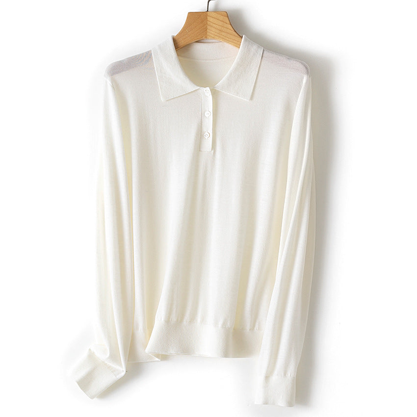 Damen Feinstrick-Polopullover mit Knopfleiste, leichtem Fall und Rippbündchen Nord Taschen