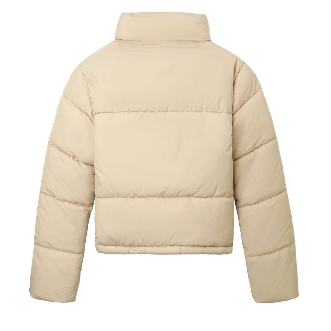 Damen Boxy-Pufferjacke mit hohem Stehkragen und verdeckter Druckknopfleiste Nord Taschen