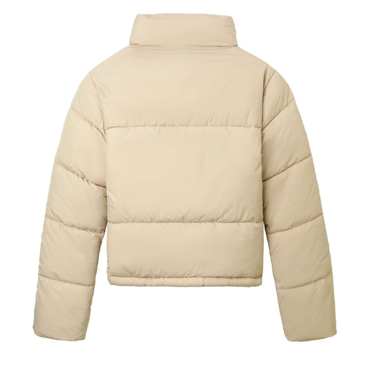 Damen Boxy-Pufferjacke mit hohem Stehkragen und verdeckter Druckknopfleiste Nord Taschen