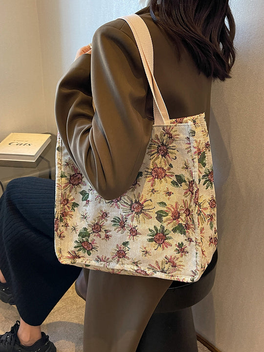 Damen Jute-Shopper-Tasche mit floralem Design und robusten Henkeln Nord Taschen