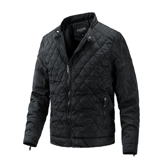 Herren gesteppte Übergangsjacke mit Diamantstepp, Stehkragen und Reißverschluss Nord Taschen