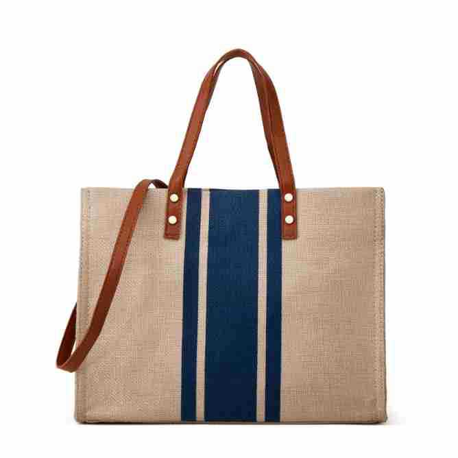 Damen Shopper-Tasche aus robustem Stoff mit eleganten Ledergriffen Nord Taschen