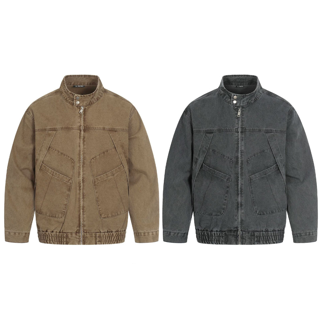 Herren Kurz geschnittener Field‑Bomber im Vintage‑Canvas mit Stehkragen und großen Pattentaschen Nord Taschen