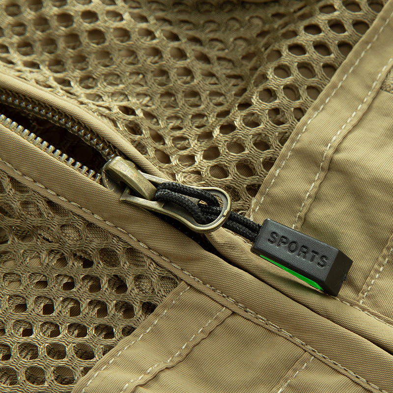 Herren Leichte Mesh-Utility-Weste mit vielen Reißverschluss- und Klapptaschen für Outdoor und Fotografie Nord Taschen