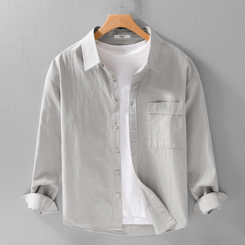 Herren Baumwoll-Overshirt im Relaxed-Fit mit aufgesetzter Brusttasche Nord Taschen