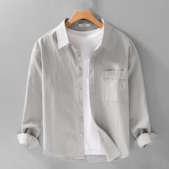 Herren Baumwoll-Overshirt im Relaxed-Fit mit aufgesetzter Brusttasche Nord Taschen