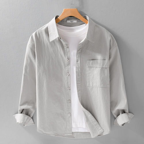 Herren Baumwoll-Overshirt im Relaxed-Fit mit aufgesetzter Brusttasche Nord Taschen