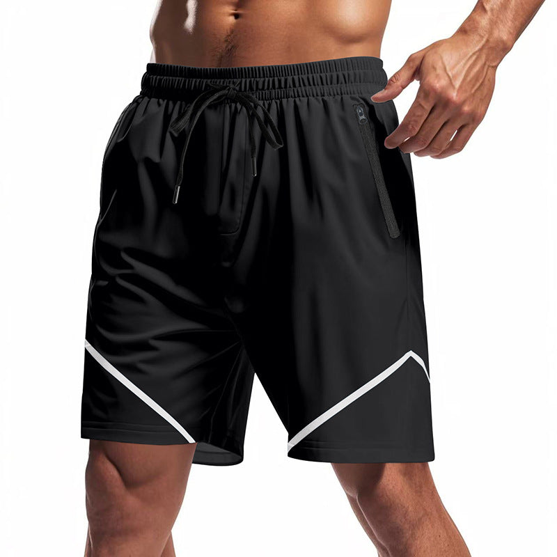 Herren nan atmungsaktive Trainingsshorts mit Reißverschlusstaschen und elastischem Tunnelzugbund