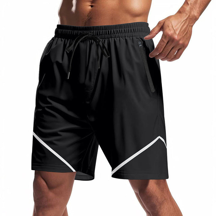Herren nan atmungsaktive Trainingsshorts mit Reißverschlusstaschen und elastischem Tunnelzugbund