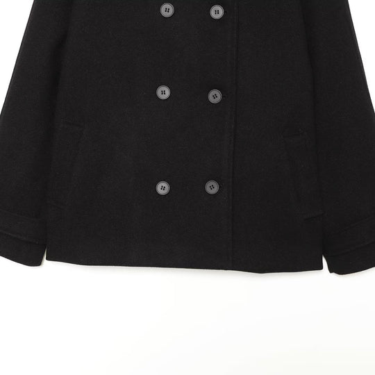 Damen Kurzer Doppelreihiger Wollmix-Cape‑Mantel mit hohem Stehkragen Nord Taschen