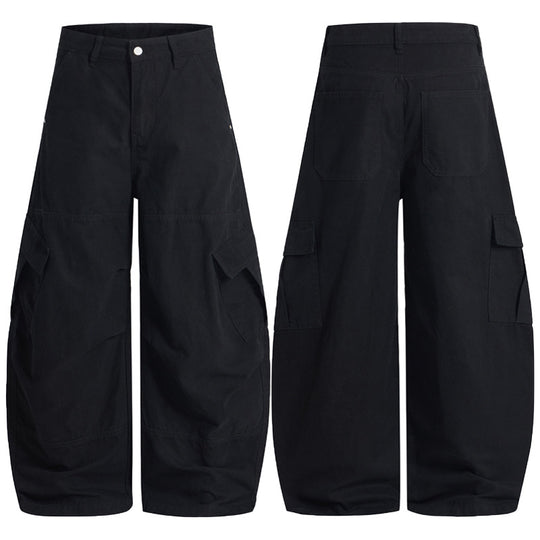 Herren Extraweite Canvas-Cargo-Palazzohose mit tiefem Schritt und großen Klappentaschen Nord Taschen