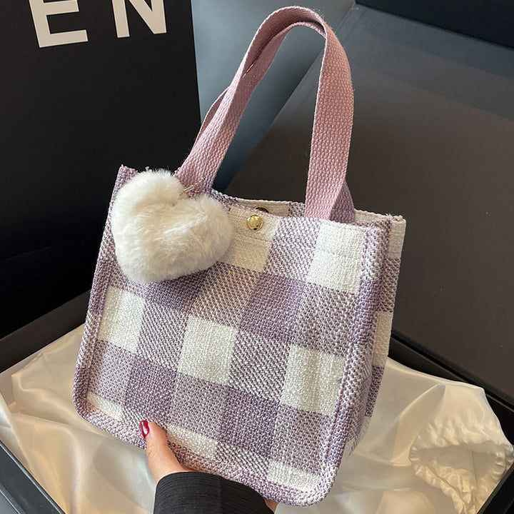 Damen modische Baumwolltasche im trendigen Karo-Design Nord Taschen