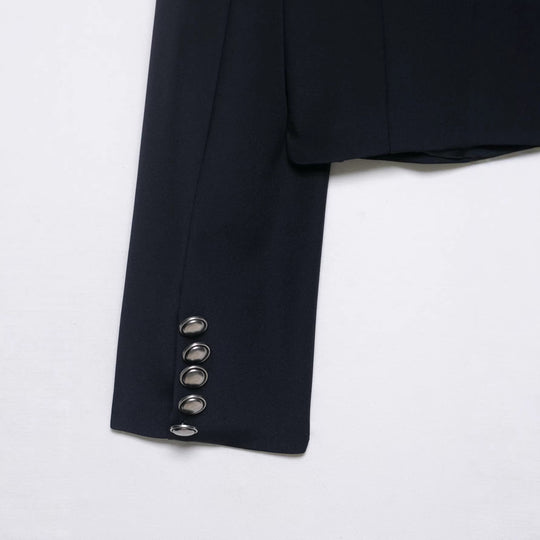 Damen Cropped militärinspirierte Kurzjacke mit Stehkragen und Zierkordeln Nord Taschen