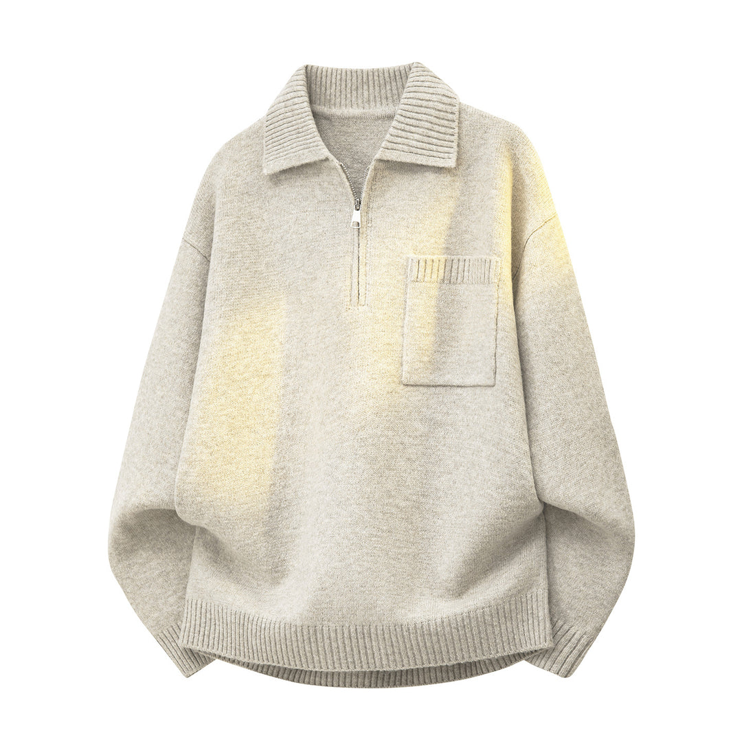 Damen Oversize-Strickpullover mit Halbzip, Rippkragen und Brusttasche Nord Taschen