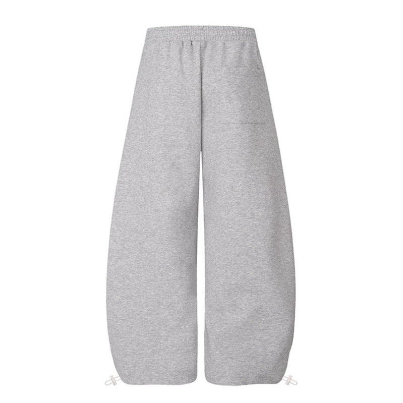 Damen Extraweite Palazzo-Loungehose mit hohem Bund, Druckschrift-Detail und verstellbarem Saum Nord Taschen