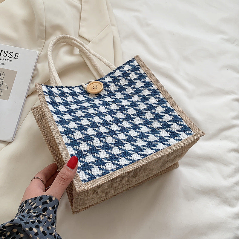 Damen Jute-Tasche mit modernem Zebra-Design und naturbelassenem Anstrich Nord Taschen
