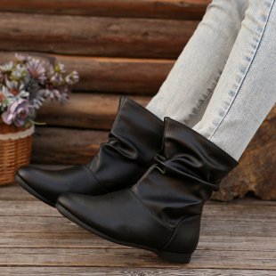 Damen modische Stiefeletten mit elegantem Rüschendesign und weichem Obermaterial