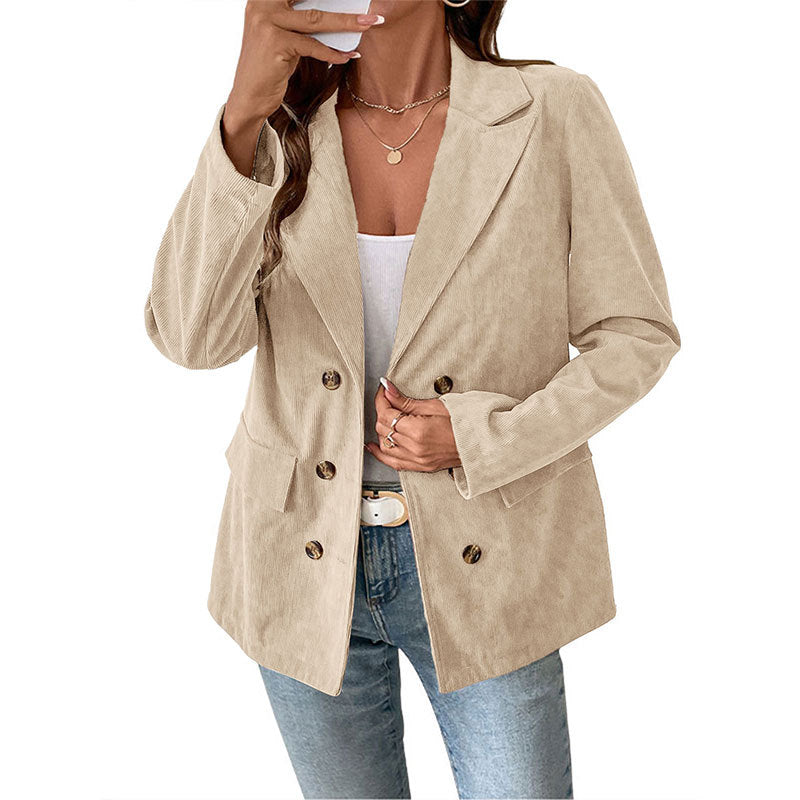 Damen Eleganter Cordblazer mit doppelter Knopfverschluss Nord Taschen